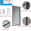 Bathtub shower screen 700x1400mm B-PR03 glass 6mm Black