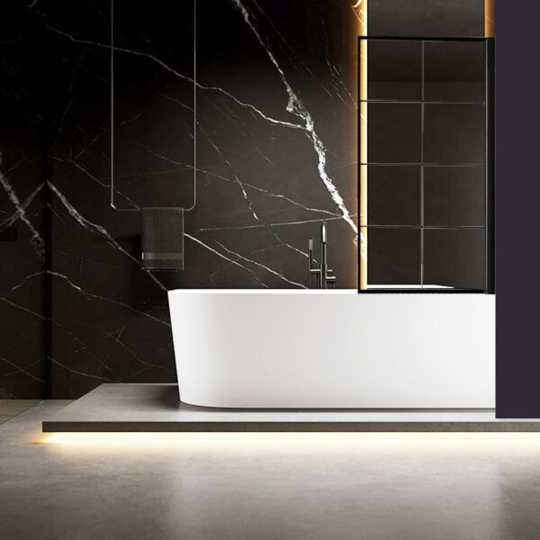 Bathtub shower screen 800x1400mm B-PR02 glass 6mm Black