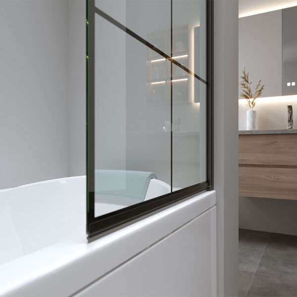 Bathtub shower screen 800x1400mm B-PR02 glass 6mm Black