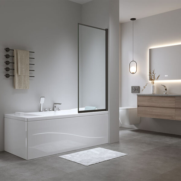 Bathtub shower screen 800x1400mm B-PR03 glass 6mm Black