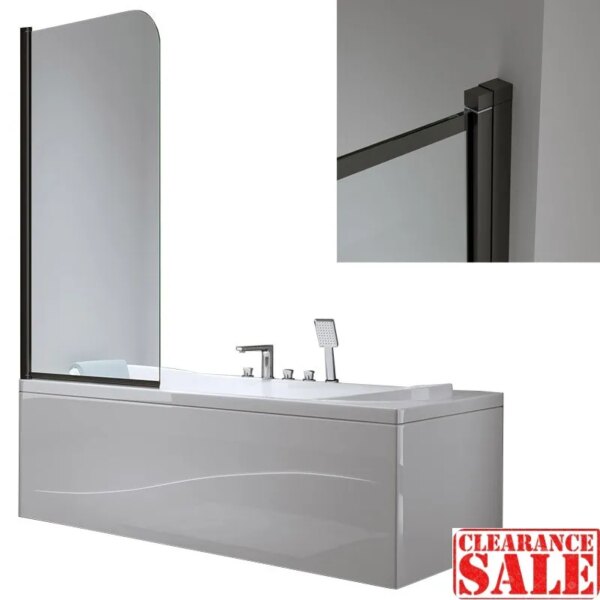 Bathtub shower screen 700x1400mm B-PR01 glass 6mm Black