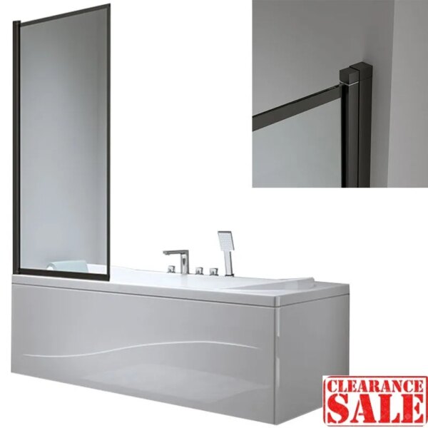 Bathtub shower screen 700x1400mm B-PR03 glass 6mm Black