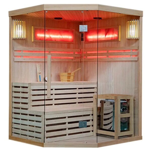 Finnish Sauna TAMIZA II with salt panels1500x1500x2000mm with Furnace 6kW