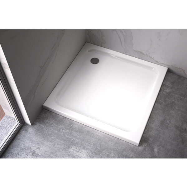 Square shower tray ST02B 900x900mm white siphon slim 50mm