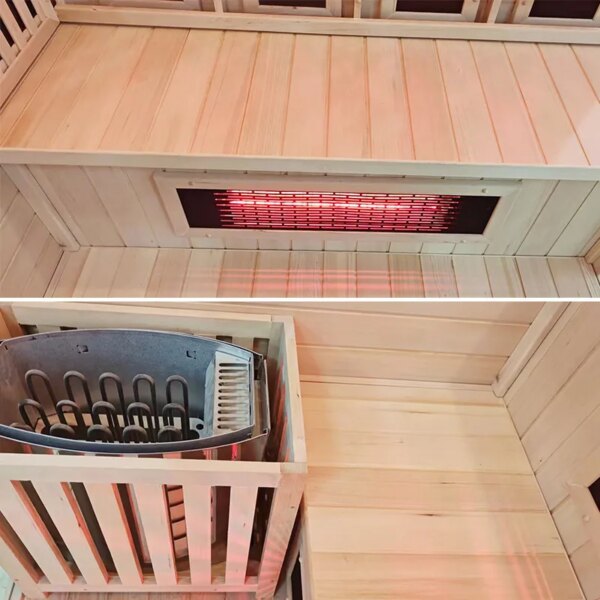 COMBINE INFRARED/FINNISH SAUNA PASADENA WITH 6kW FURNACE 1500x1500MM 2in1
