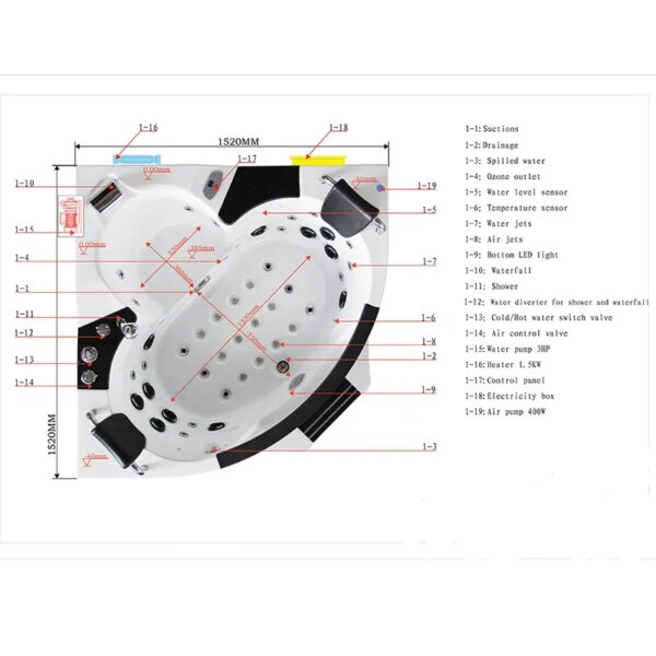 Levante 772 Platform, Heater 1520×1520×700mm
