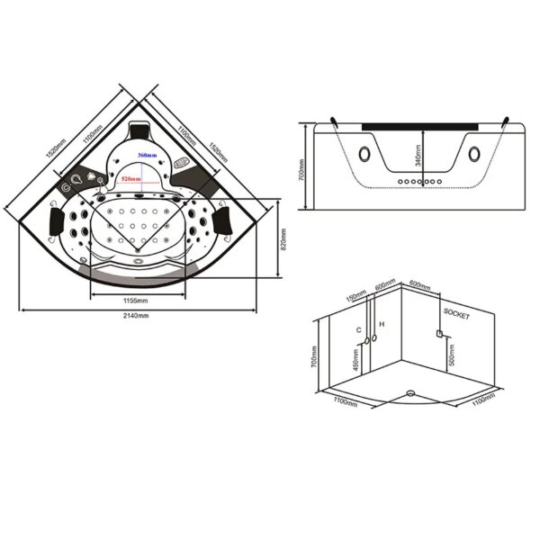 Levante 772 Platform, Heater 1520×1520×700mm