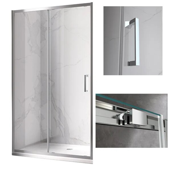 Shower door sliding KZ14D chrome 1250-1300mm glass 6mm