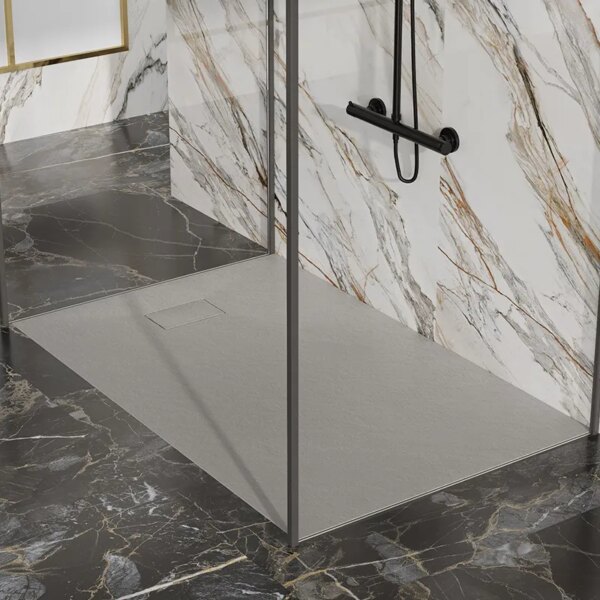 RECTANGULAR STONE SHOWER TRAY SLIM JUKO GREY 130x80 CM