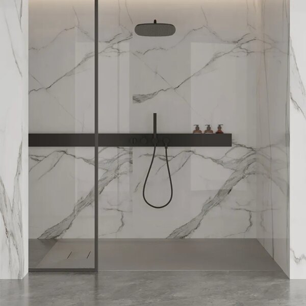 RECTANGULAR STONE SHOWER TRAY SLIM JUKO GREY 130x80 CM