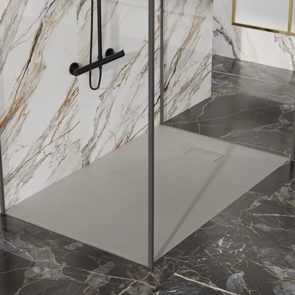 RECTANGULAR STONE SHOWER TRAY SLIM JUKO GREY 130x80 CM