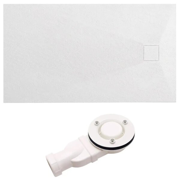 RECTANGULAR STONE SHOWER TRAY SLIM RIKO WHITE 120x80 CM
