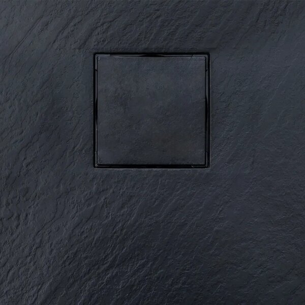 RECTANGULAR STONE SHOWER TRAY SLIM CAIR R BLACK 900x700 MM
