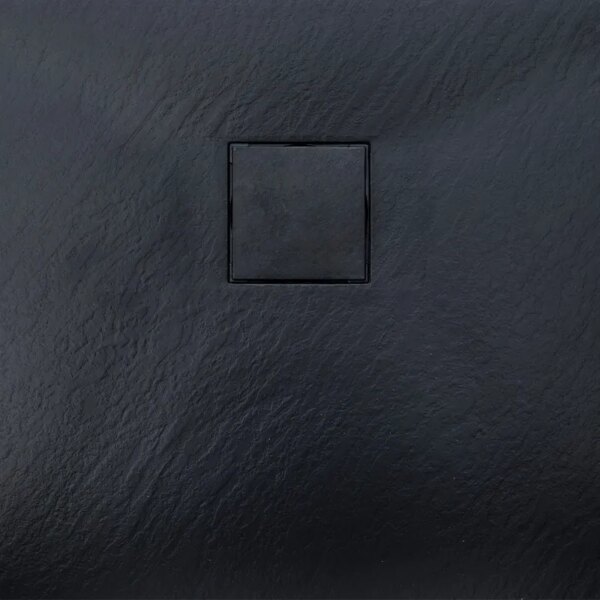 RECTANGULAR STONE SHOWER TRAY SLIM CAIR R BLACK 900x700 MM