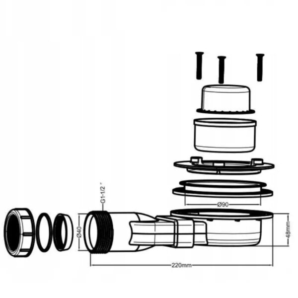 RECTANGULAR STONE SHOWER TRAY SLIM CAIR R BLACK 900x700 MM