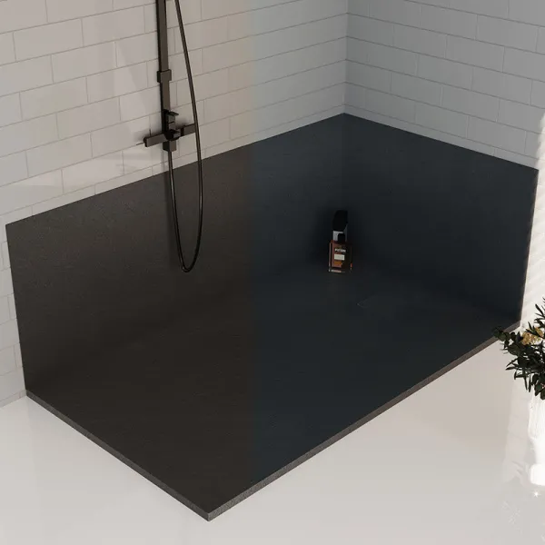 RECTANGULAR STONE SHOWER TRAY SLIM CAIR R BLACK 900x700 MM