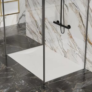 RECTANGULAR STONE SHOWER TRAY SLIM RIKO WHITE 150x80 CM