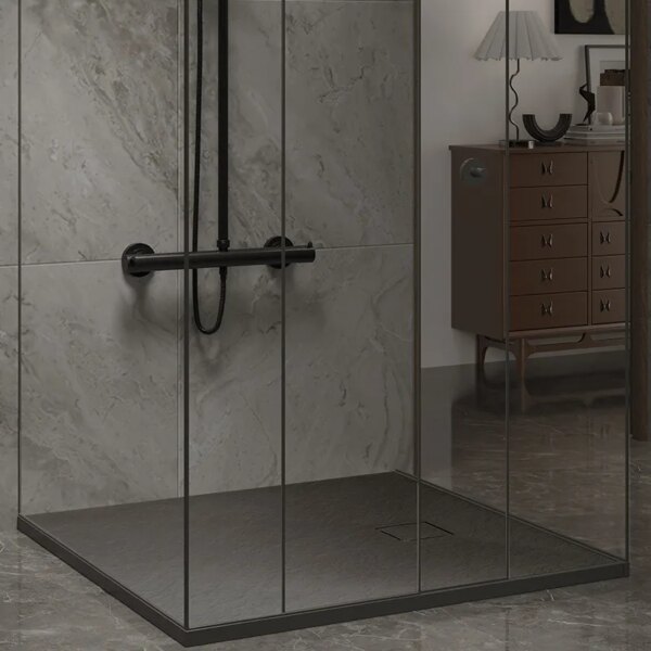Rectangular shower tray CAIR R 1200x800mm BLACK siphon slim 26mm
