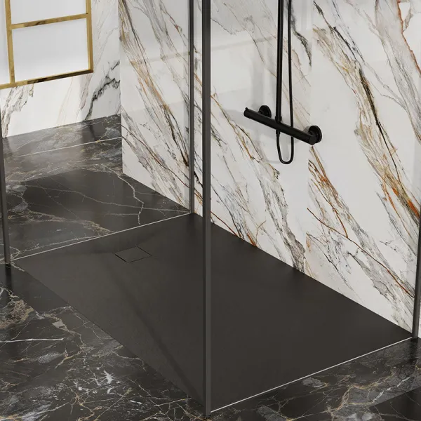 Rectangular shower tray CAIR R 1200x800mm BLACK siphon slim 26mm