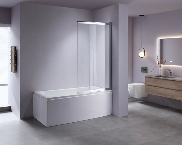 Bathtub shower screen 1000x1500mm B-PR07 Chrome glass 6mm