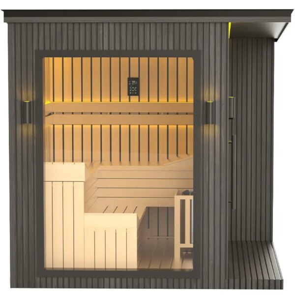 Finnish Sauna Outdoor VENUS Black Garden sauna 2360 x 2130 x 2500mm
