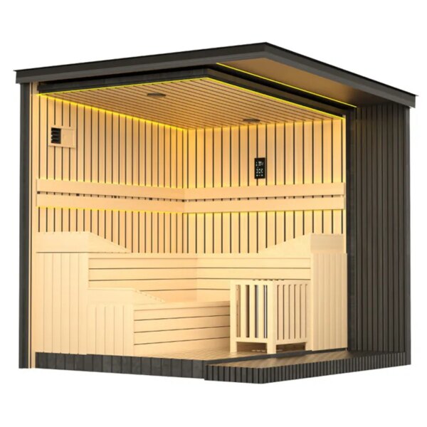 Finnish Sauna Outdoor VENUS Black Garden sauna 2360 x 2130 x 2500mm