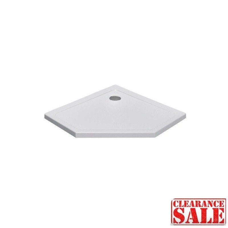 Pentagonal shower tray ST08A 800x800mm white siphon 50mm slim
