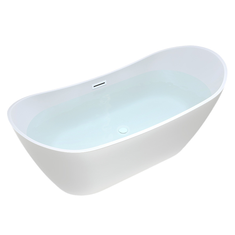Freestanding Bathtub EVITA 513B White with White Matt Overflow 1600×750 mm 