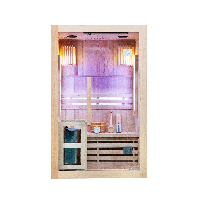 Finnish Sauna NEOS Mini 1200×1050×1900 mm with Himalayan Salt Panels 3,5kW