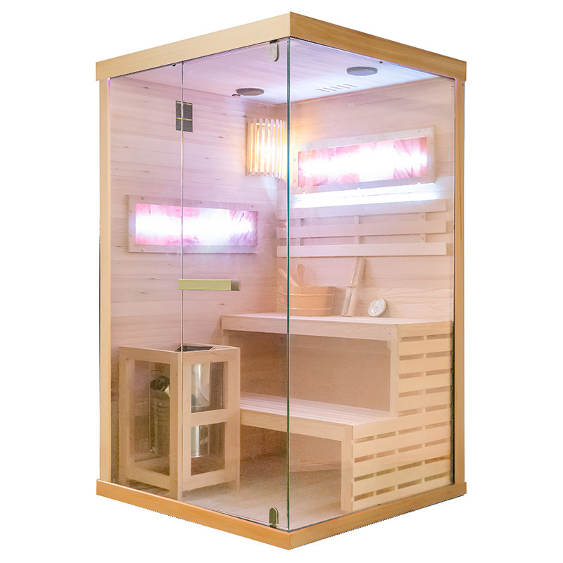 Finnish Sauna TRIS 1200×1200×2000 mm with Himalayan Salt Panels 3,5kW