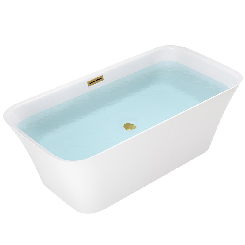 Freestanding Bathtub VAOLI 511B White with Brushed Gold Overflow 1600×800 mm
