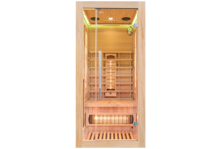Infrared Sauna Royal Mini Natural 900×900×1900 mm Carbon / Quartz Heaters with Himalayan Salt Panels