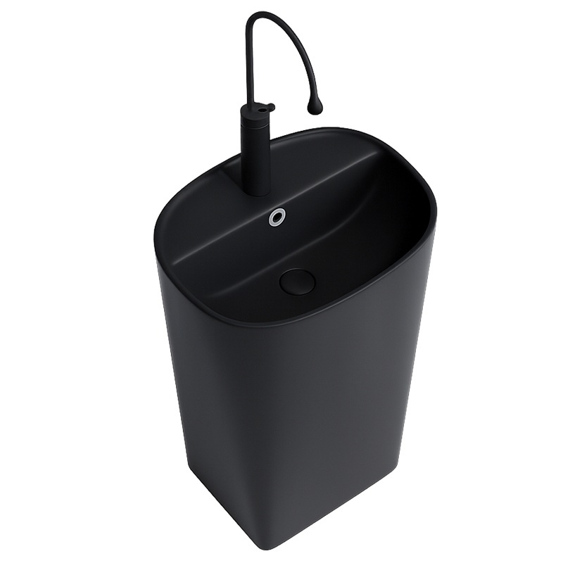 Freestanding ceramic wash basin oval CERYS Black Matt 490 × 380 mm