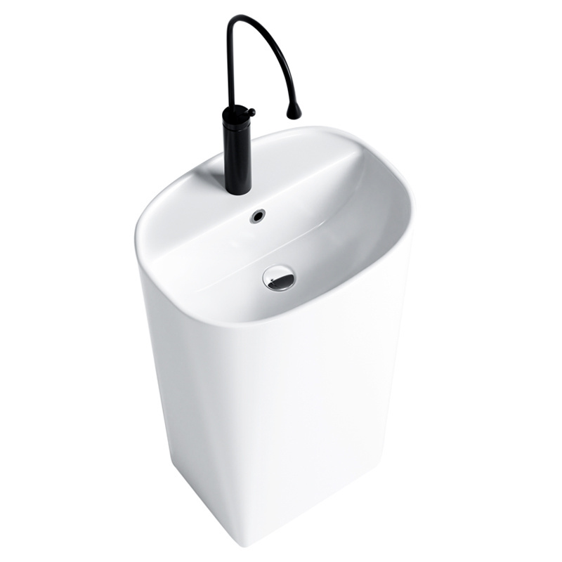 Freestanding ceramic wash basin oval CERYS White gloss 490 × 370 mm