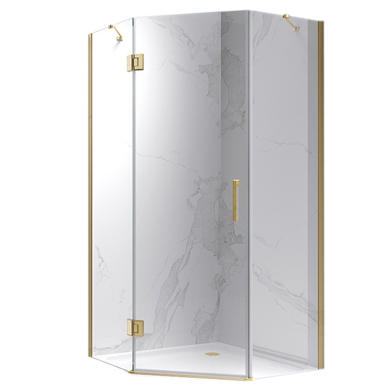 Pentagonal Shower Cabin KZ10B Brushed Gold 900x900mm