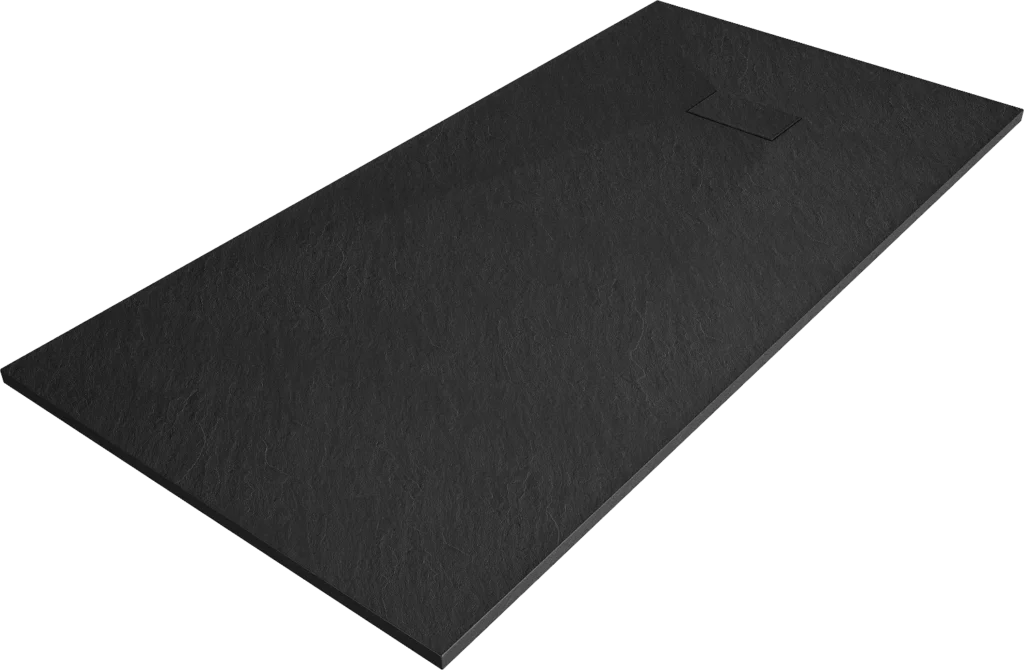 TERRA black rectangular shower tray 1800 x 800 mm with a stone-textured surface