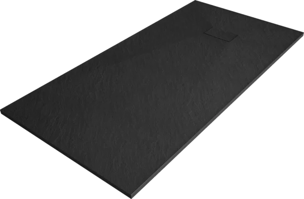 TERRA black rectangular shower tray 1800 x 800 mm with a stone-textured surface